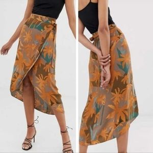 & Other Stories Tropical Print Midi Wrap Skirt